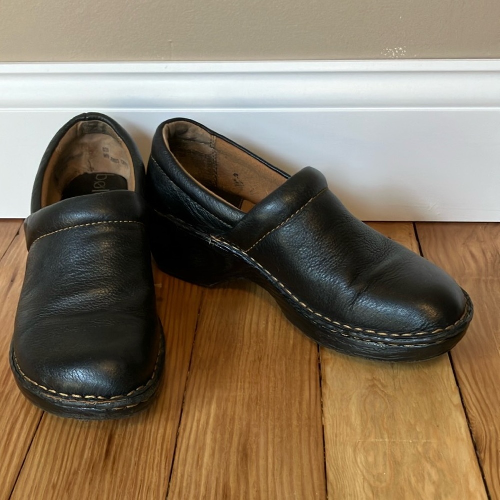 Black Leather Clogs